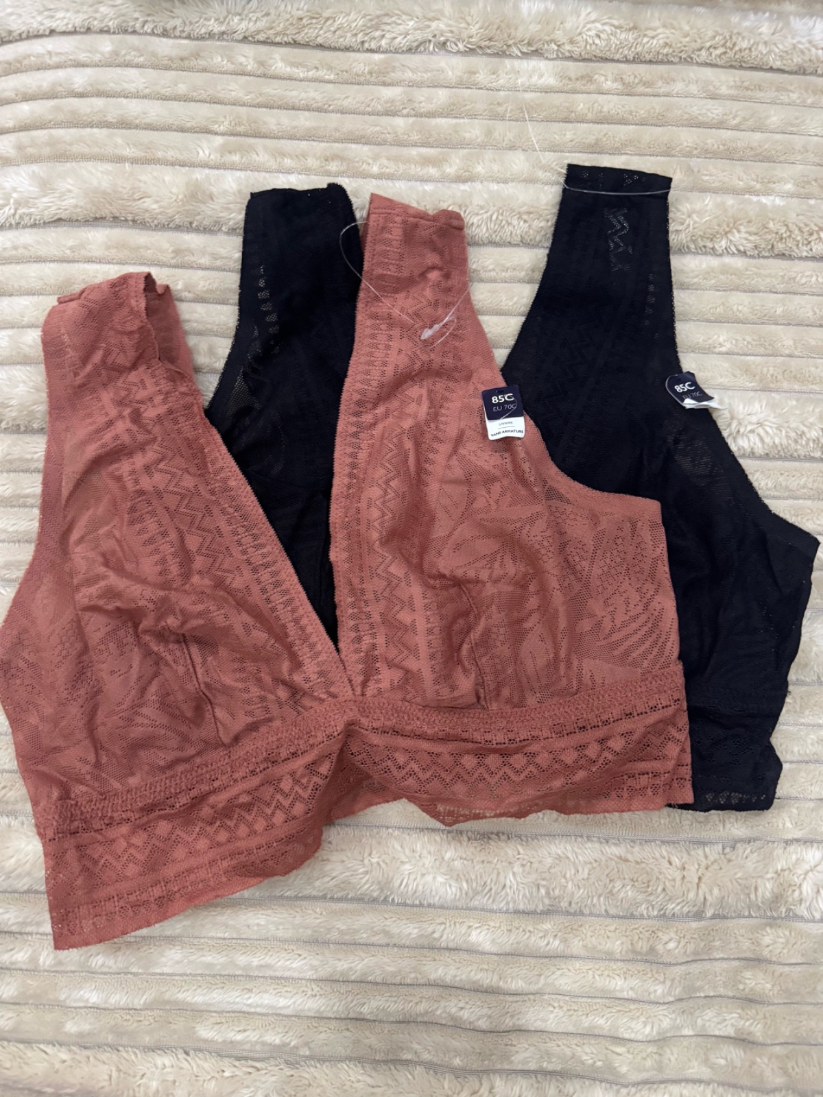 Lot de brassières en dentelle sans couture (noir & rose)