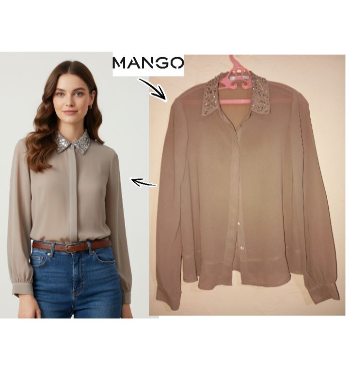 Chemisier MANGO col à paillettes 