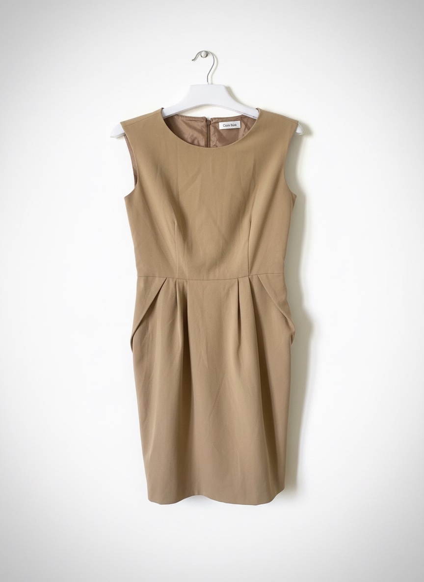 Robe droite beige/camel Calvin Klein – Taille L (ou M fort)