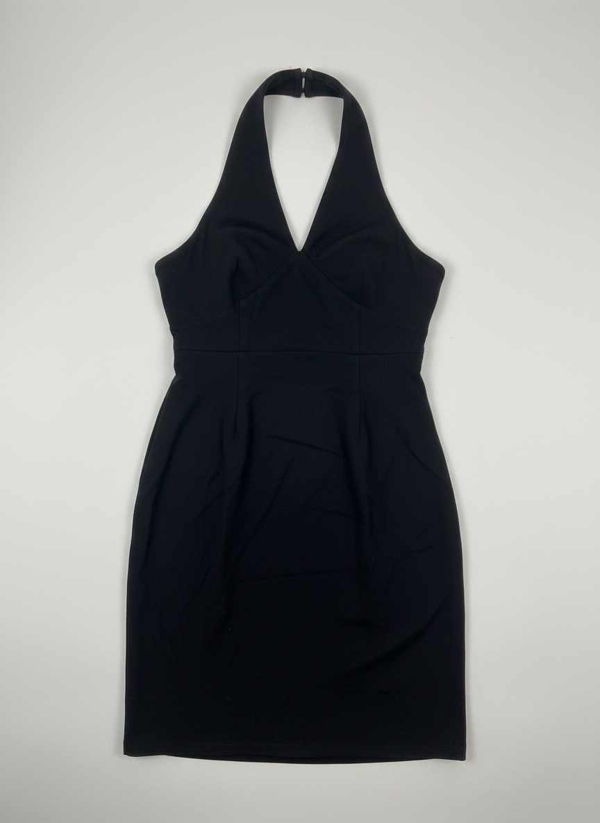 Robe noire mi-longue Charlotte Russe (L) | Décolleté V et Dos Nu
