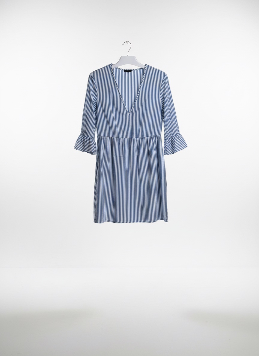 Robe d'été rayée bleue et blanche Tezenis