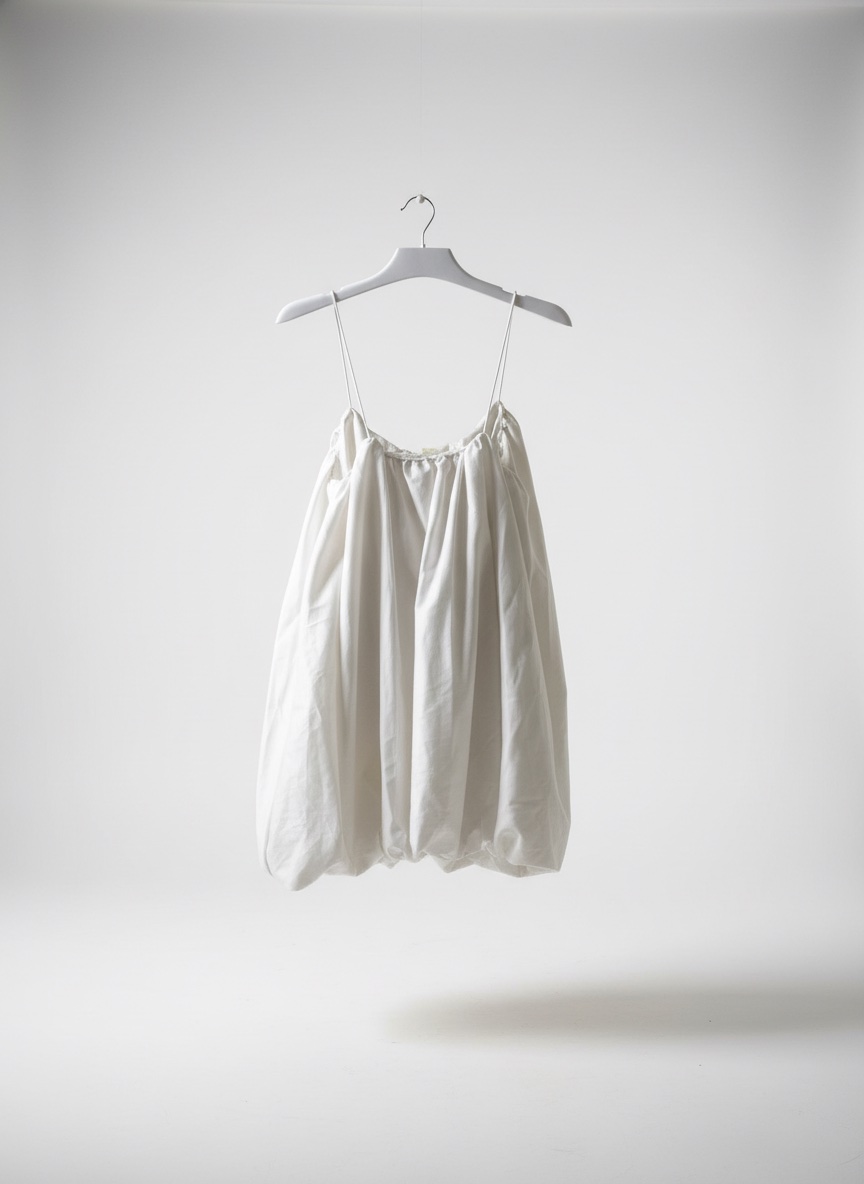 Robe courte blanche bouffante effet boule