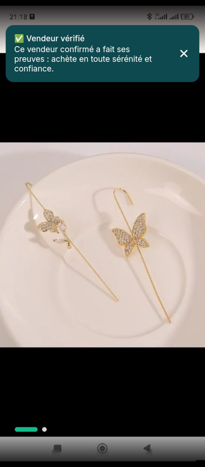 Boucles d'oreilles dorée shein
