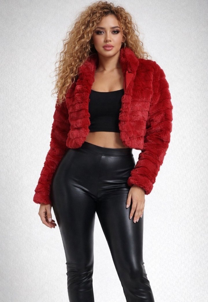 Veste fourrure rouge