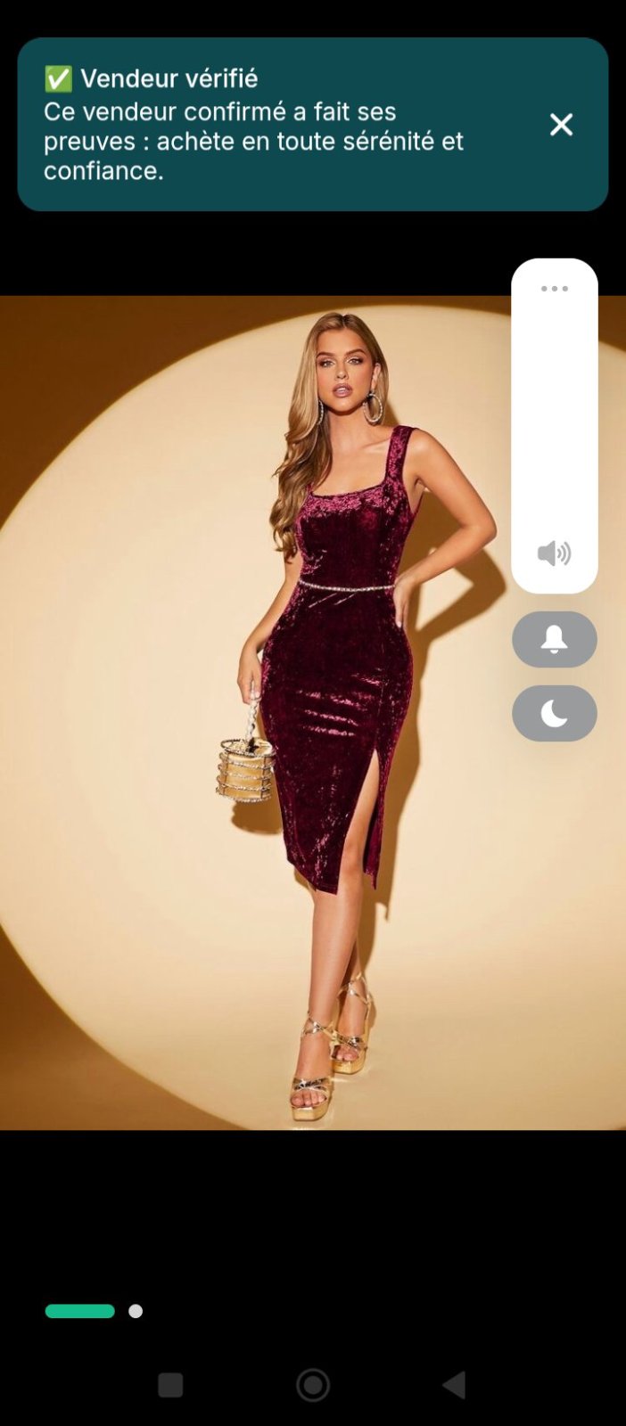 Robe en velours avec fente shein