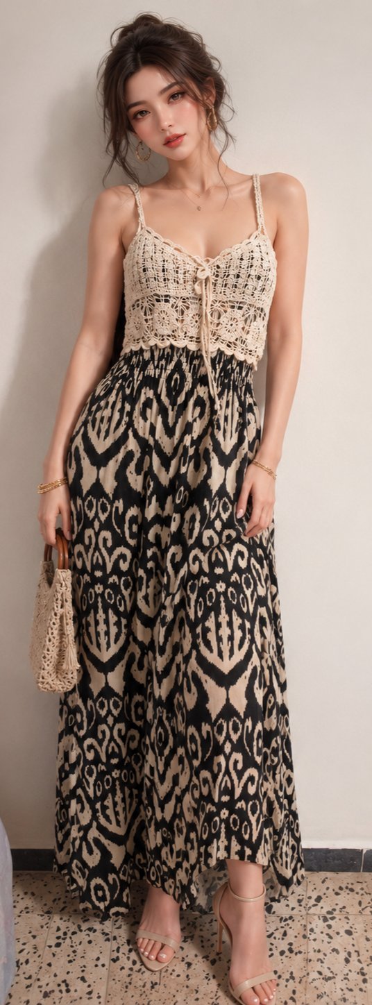 Robe maxi en bretelles 