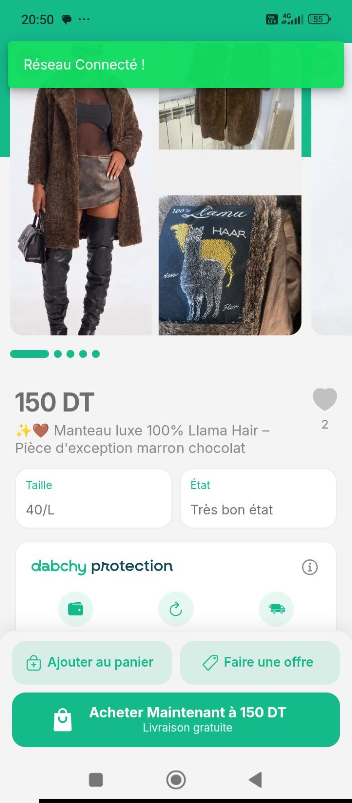 Manteau luxe 💯 Lama hair