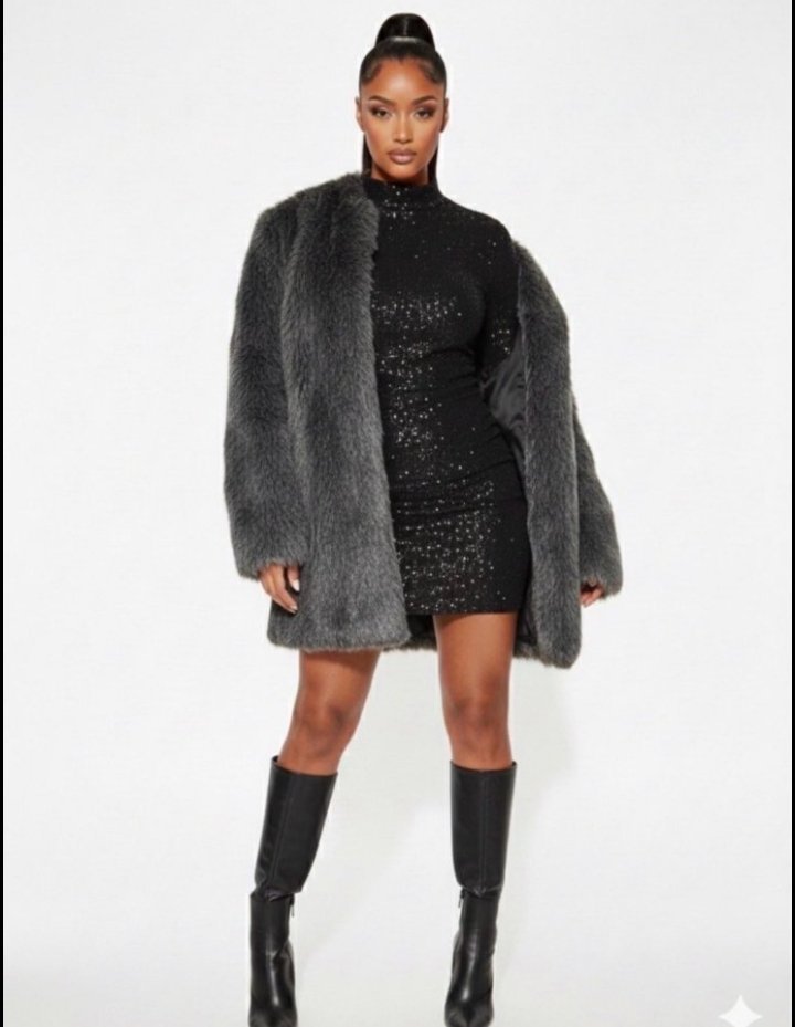 Manteau en fourrure gris taille 40 42