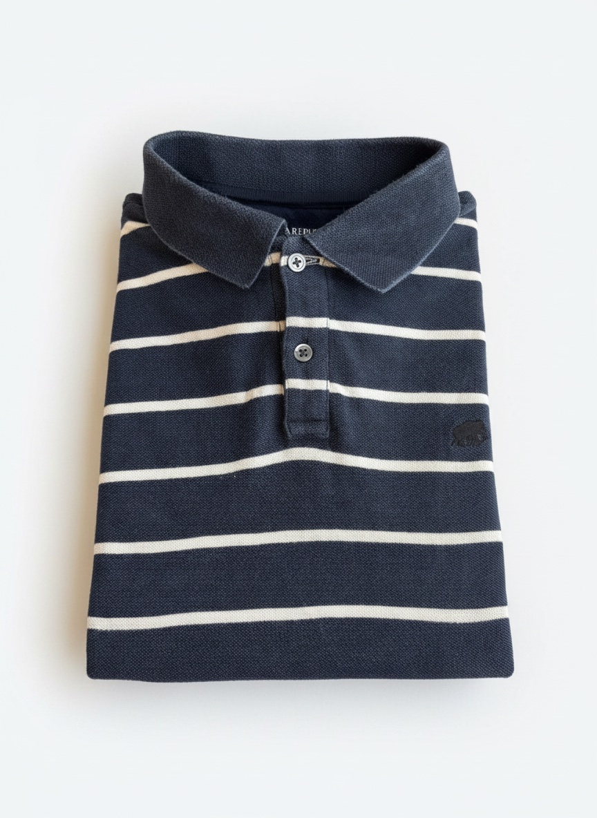 Polo Banana Republic Organic Cotton - Marine/Blanc / M]