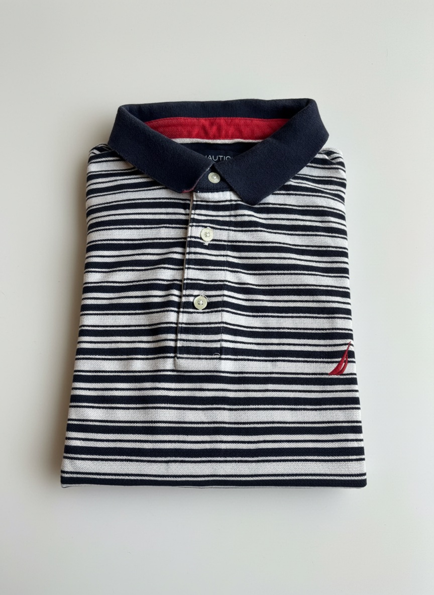 Polo Nautica Rayé Noir et Blanc / L]