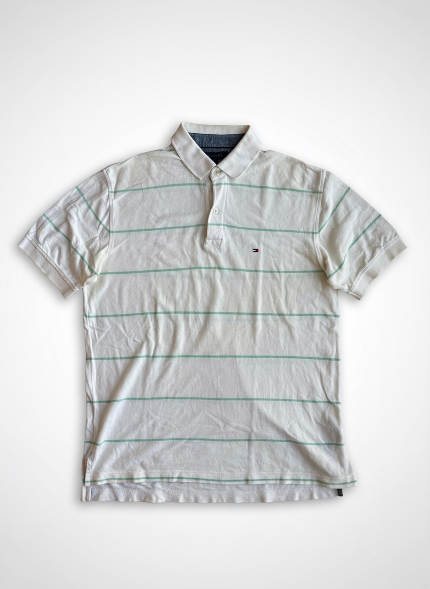 Polo Tommy Hilfiger Blanc Rayé Vert / L]