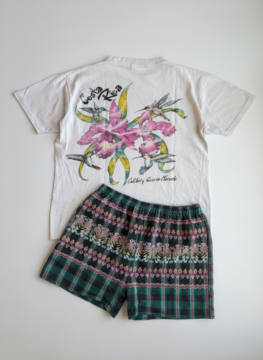Ensemble Été - T-shirt & Short Brodé (Costa Rica) / L]