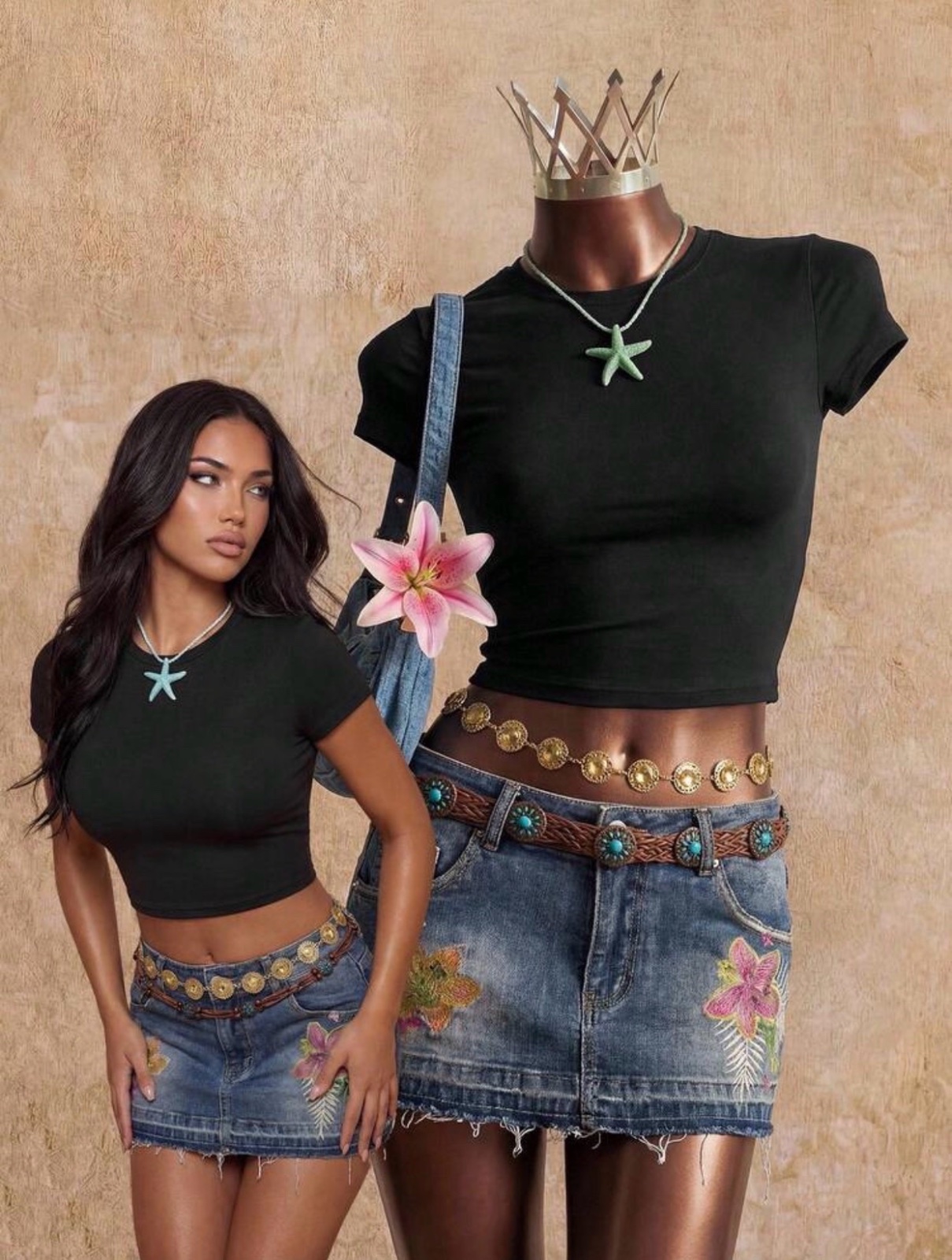 Crop top noir basic  shein