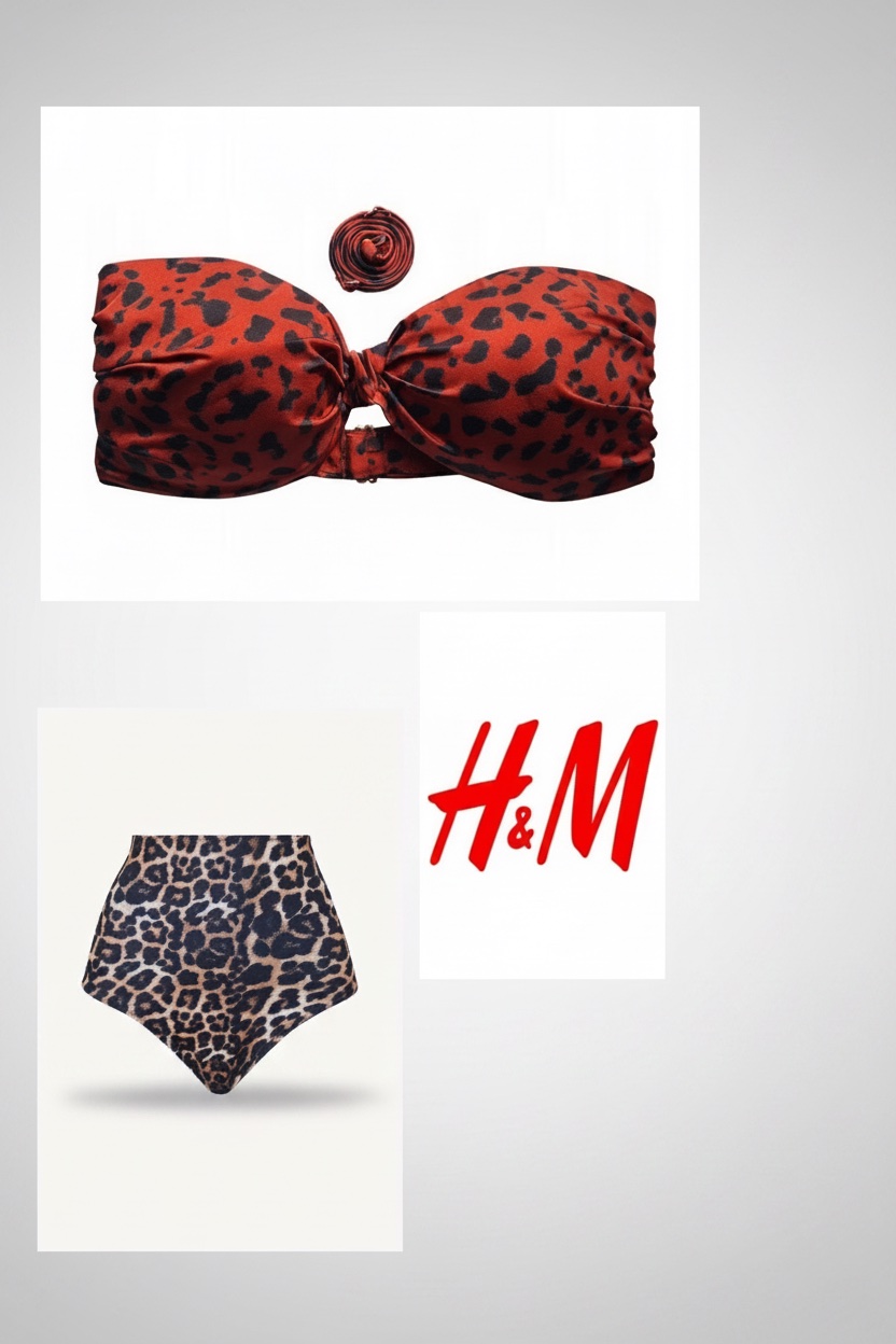 Lot haut de bikini et culotte bas de bikini  taille haute H&m taille  L👙🐆