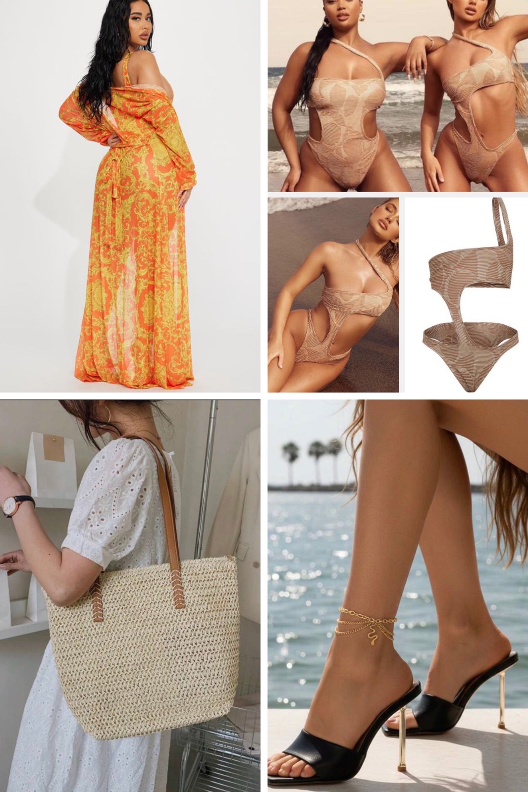 Lot de plage sac en maille ,maillot ,bracelet cheville et kimino 🔥🏖️🏖️👙