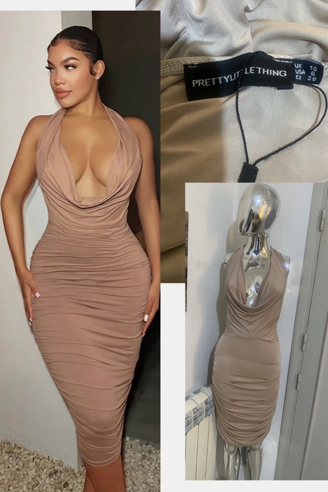 ✨ Robe drapée PrettyLittleThing – Neuve 🥂