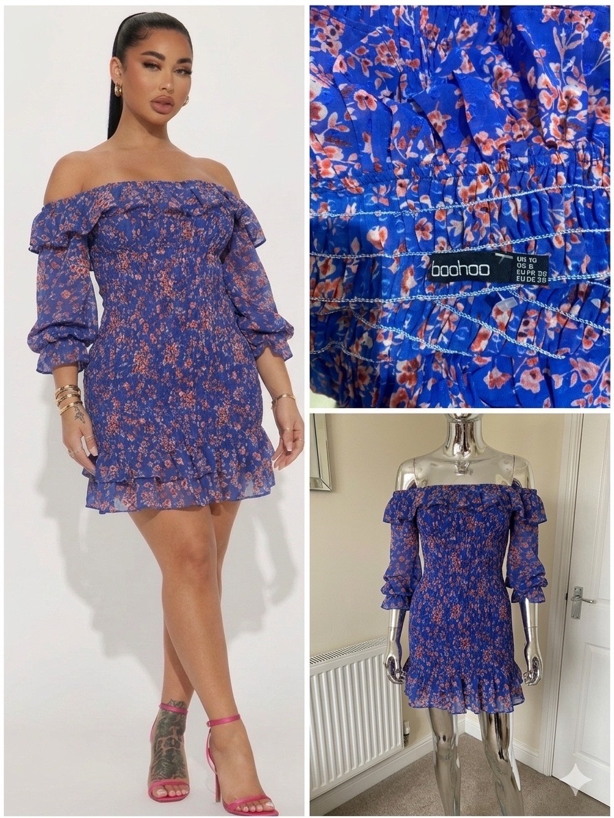 Robe patineuse bleue fleurie Boohoo, l'alliée parfaite pour vos journées ensoleillées 💙🌸