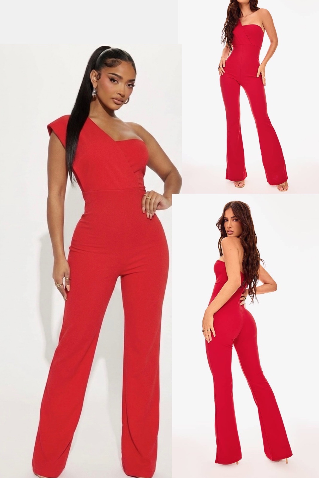 Combinaison wide legs rouge la marque Pretty Little Thing