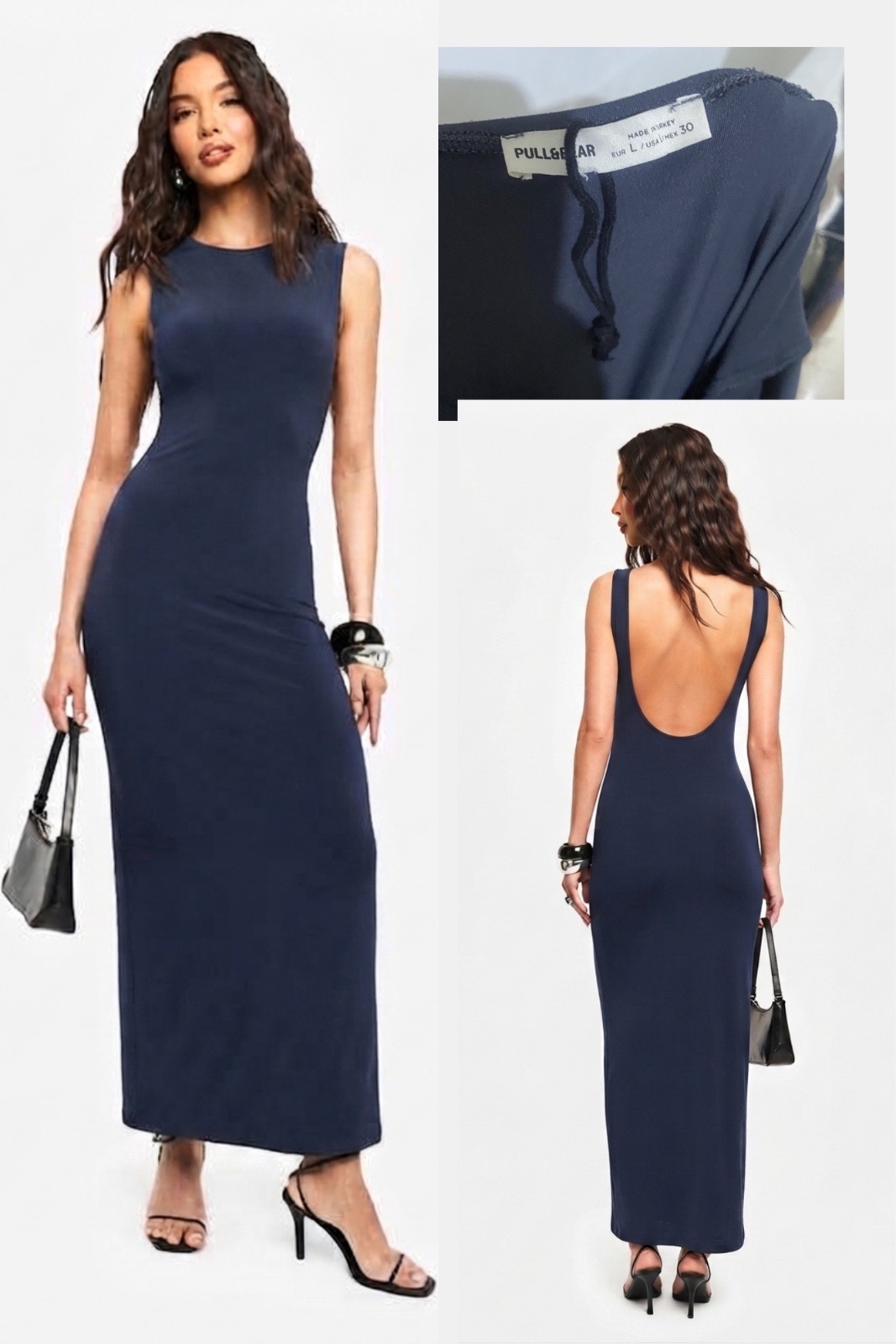 Robe longue moulante Pull&Bear ✨ Bleu ardoise élégante