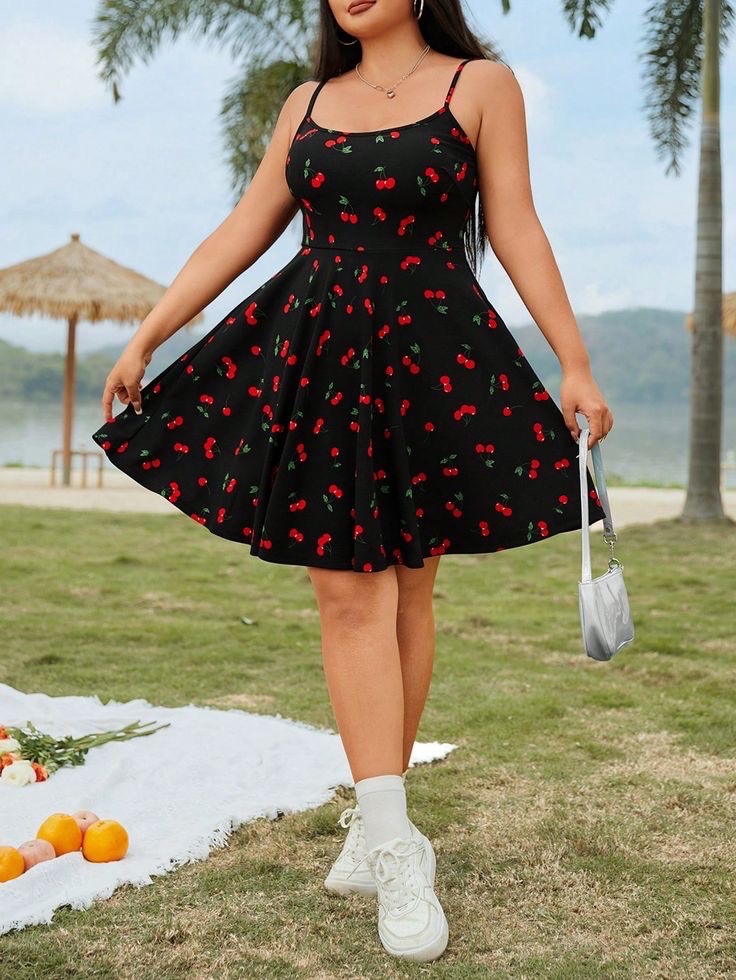 Robe shein imprimé cerise 🍒🌸🍒