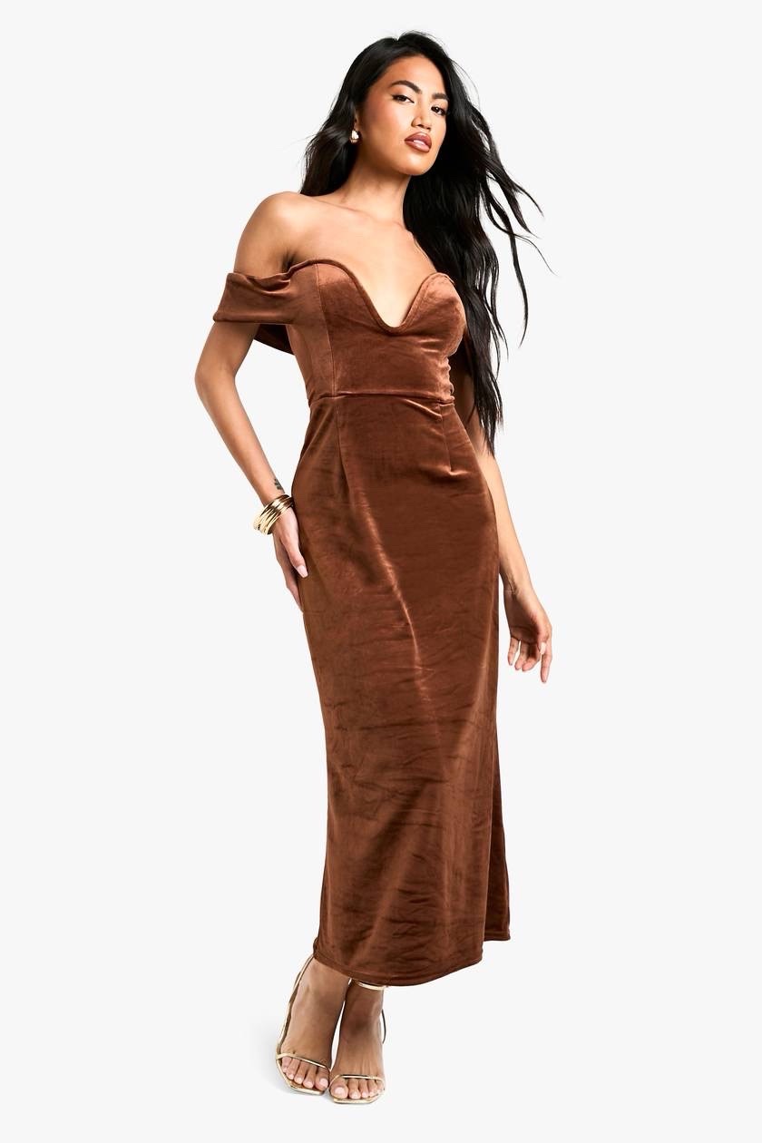 Robe boohoo longue en velour style corset👗🥻❤️