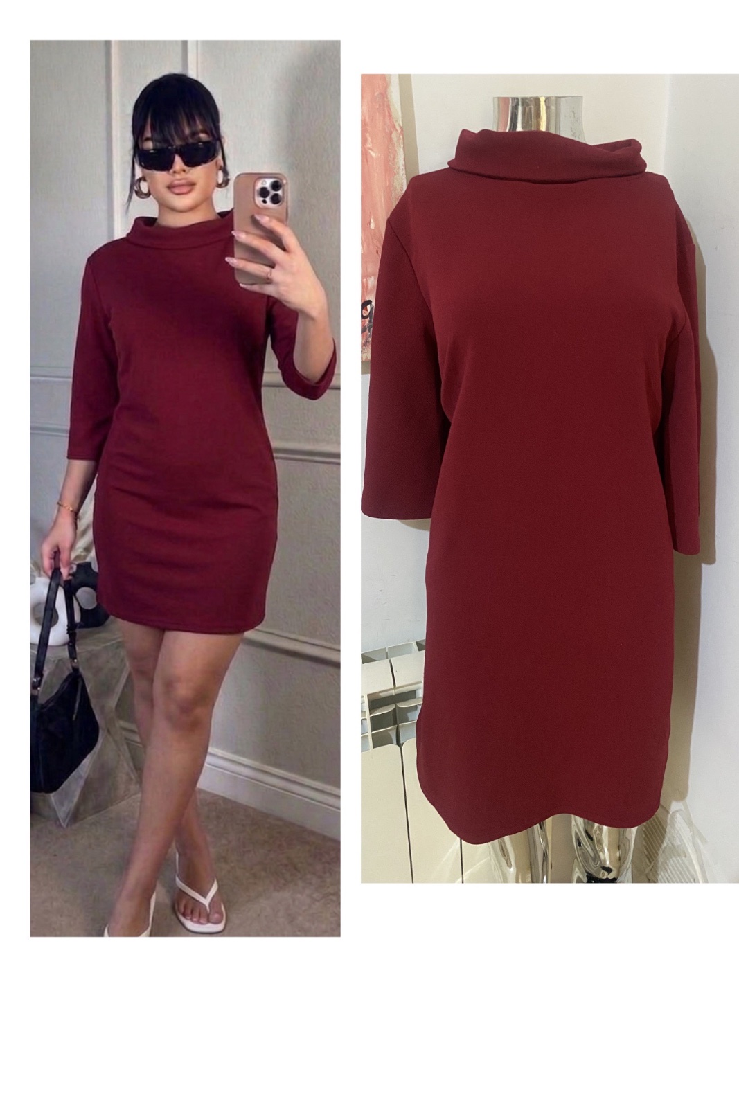 Boohoo burgundy robe 