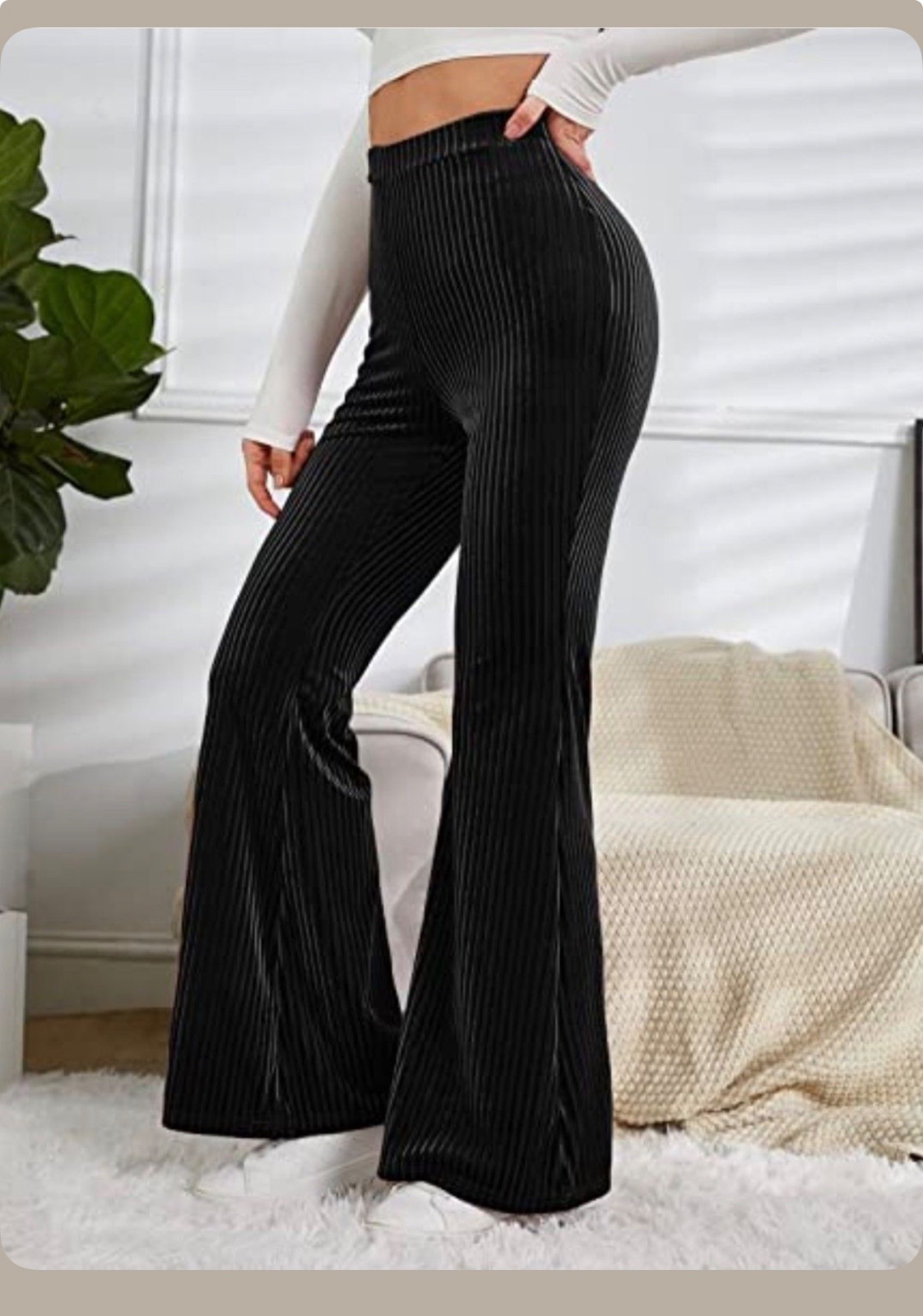 Pantalon cotelé evasé moulant  Shein