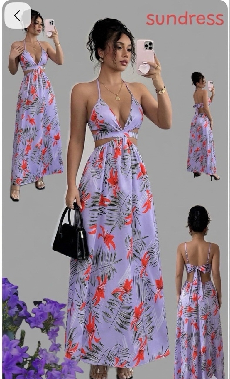 Robe fendue imprimé tropical 🌸💓💓🔥