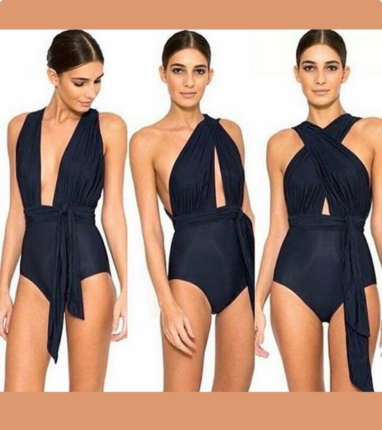 Maillot de bain une-pièce convertible et multi-positions noir, parfait pour changer de style selon vos envies ! 🩱✨