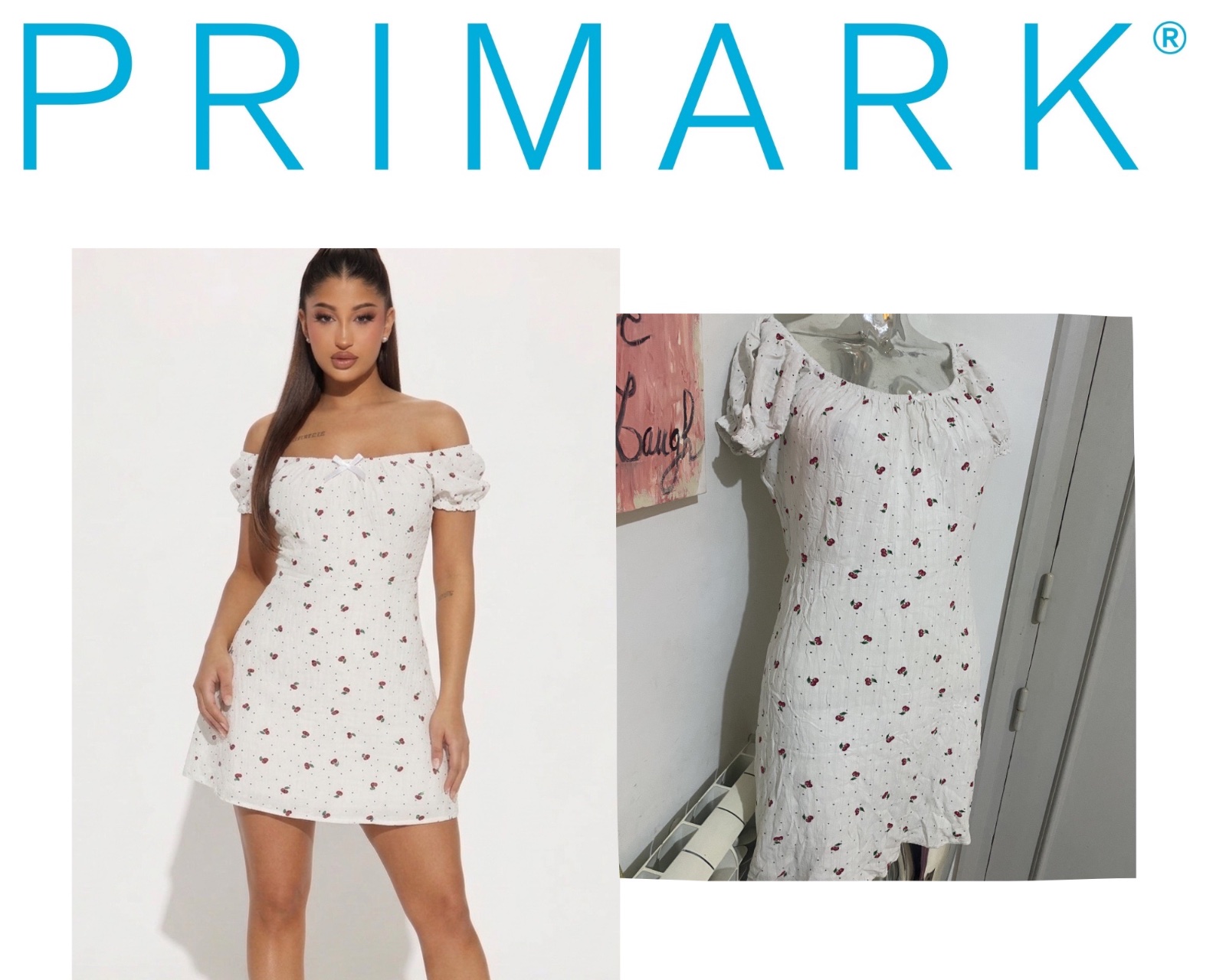 Jolie Robe blanche avec  cerises rouge 🍒