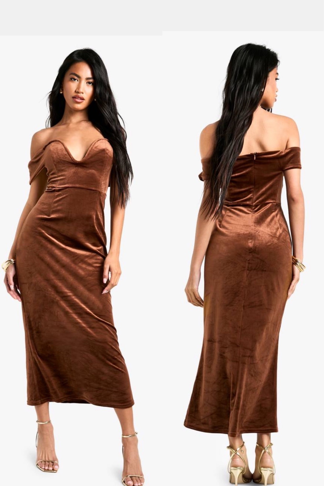 Robe boohoo velours marron manches dénidées ✨✨
