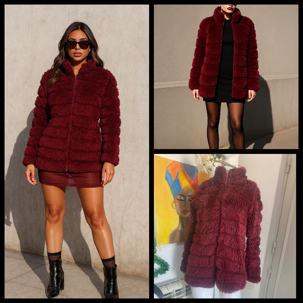 Manteau rouge bordeaux importation Turquie 