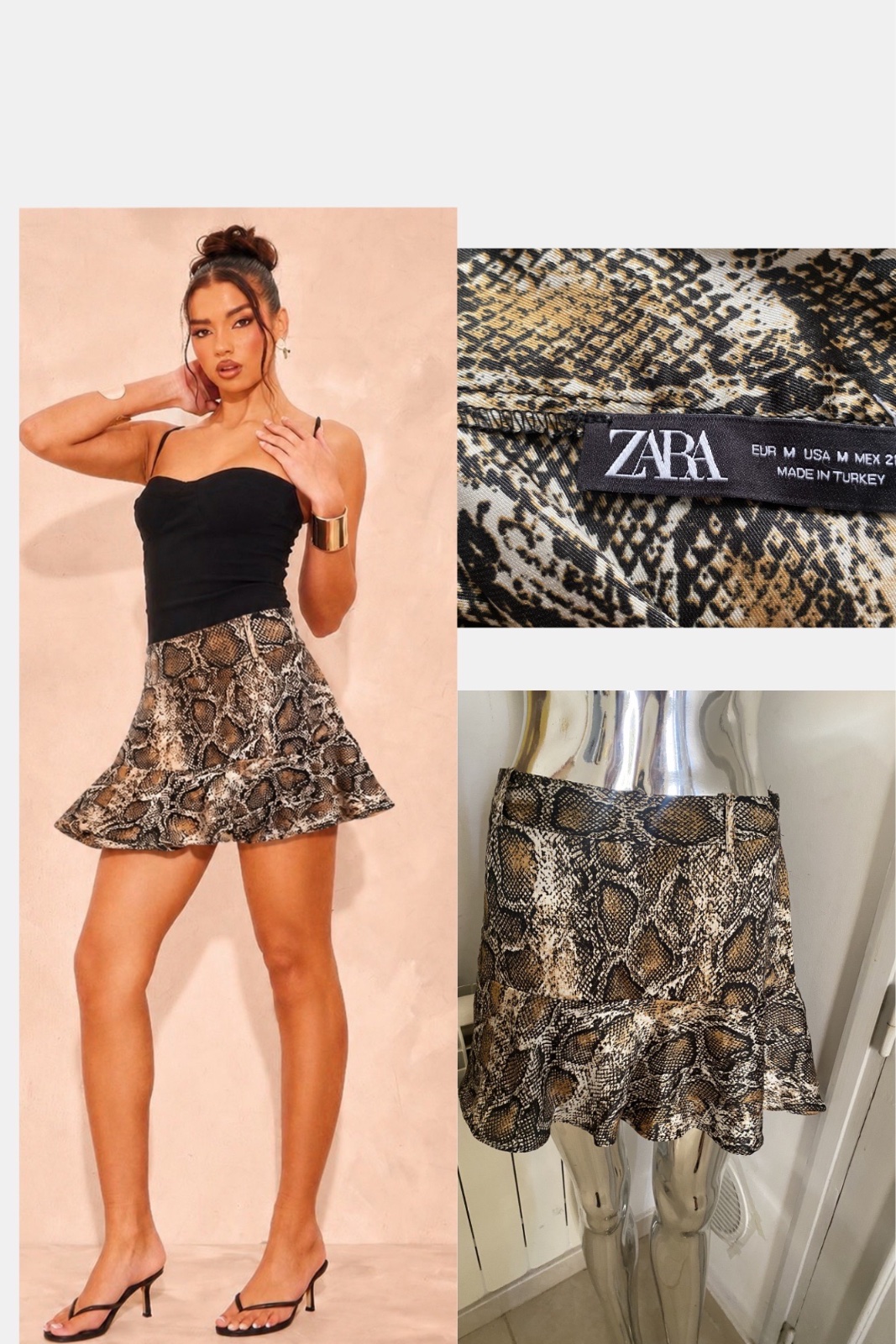 Jupe short satinée imprimé tigre Zara🐯
