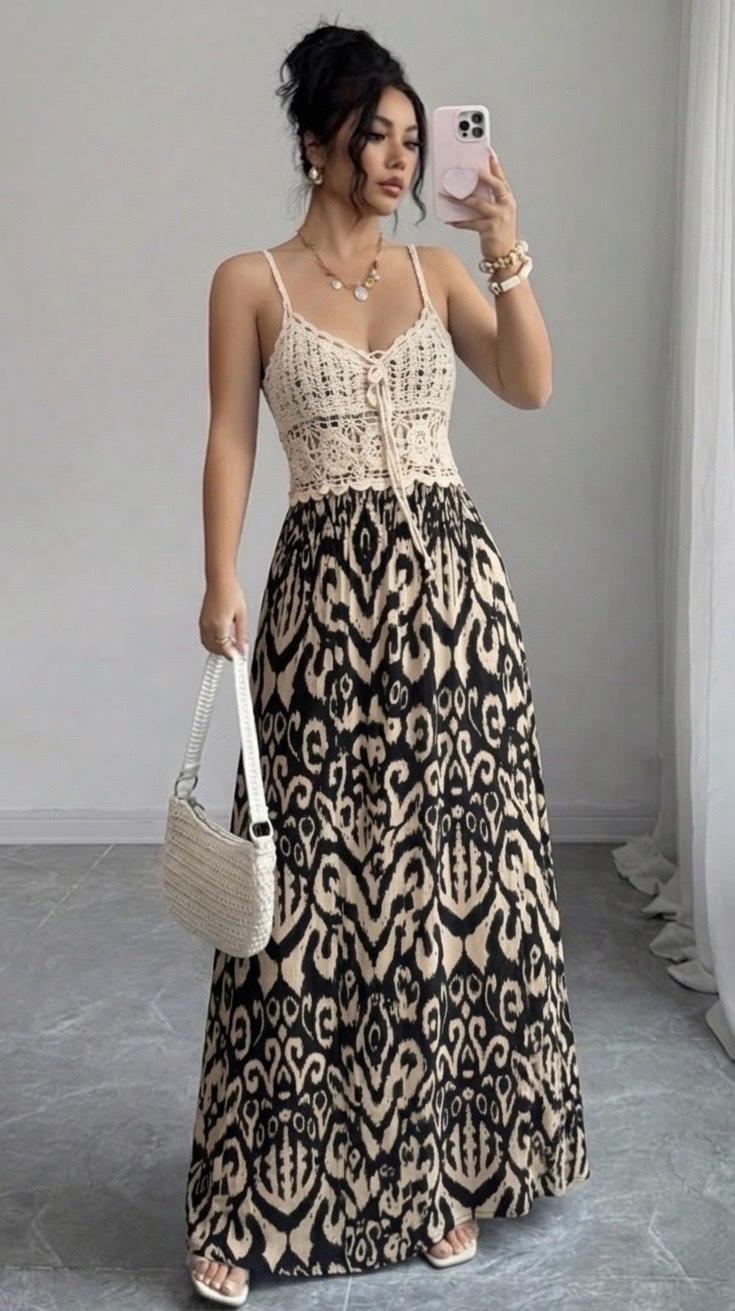 Robe maxi avec bretelle en crochet🌸🔥🔥