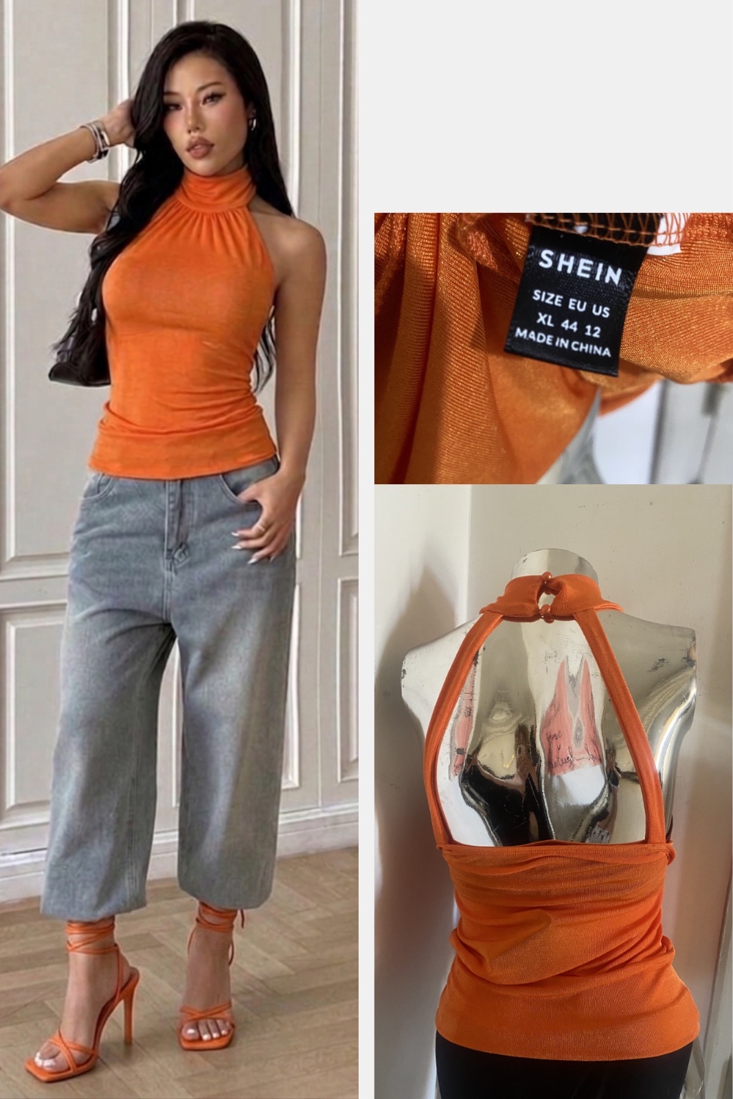 Top dos nu orange flashy, idéal pour un look chic et vitaminé ! 🍊✨