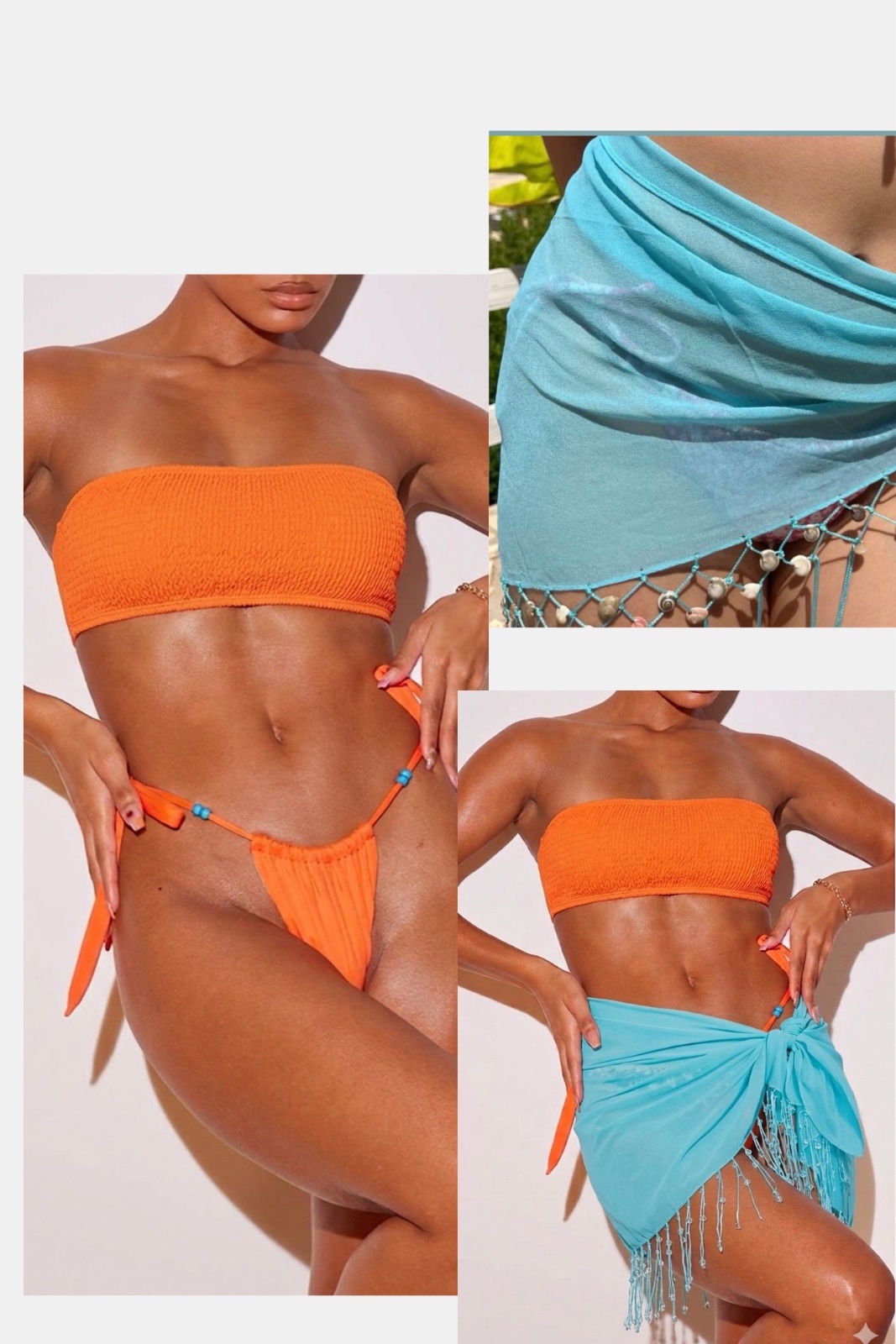 ✨ Bas de maillot PrettyLittleThing neuf avec étiquette + paréo assorti ! 🌴🧡