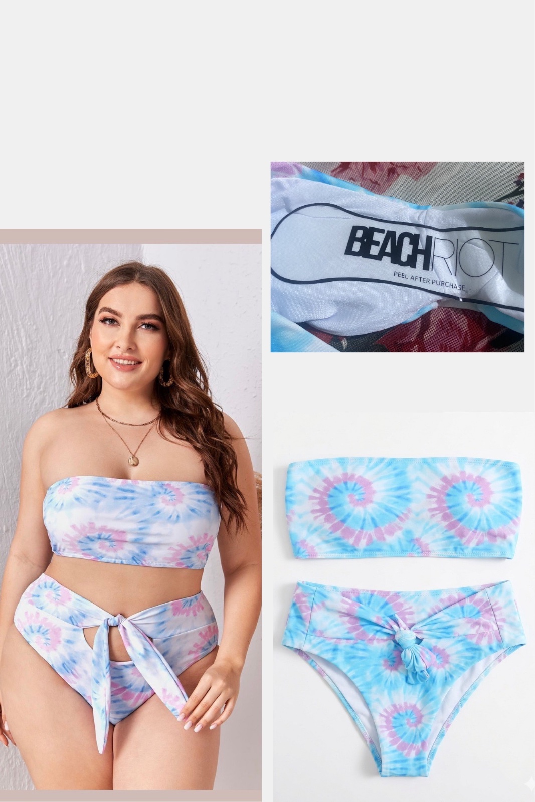  🌊💜 Ensemble Bikini Beach Riot authentique -Imprimé Tie-Dye Bleu & Lilas 🌊💜