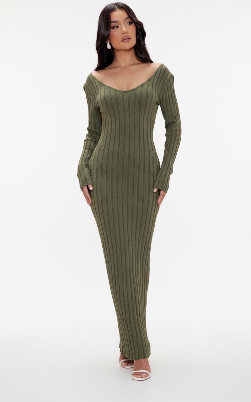 Robe longue en maille côtelée est parfaite pour le quotidien ou une soirée 🌟.