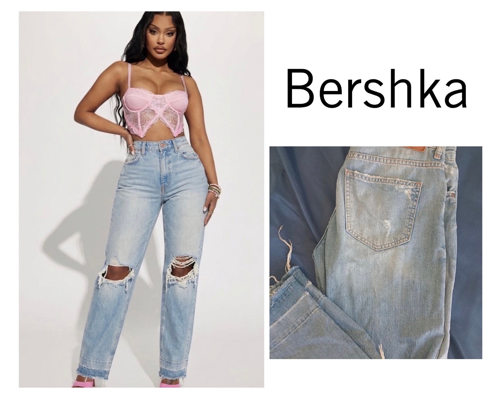 Jean Bershka : le denim tendance 👖 au style urbain ✨ et à la coupe moderne 😎.