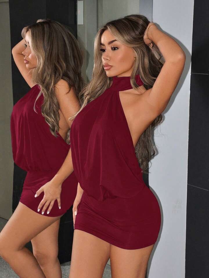 Mini Robe moulante burgundy Shein