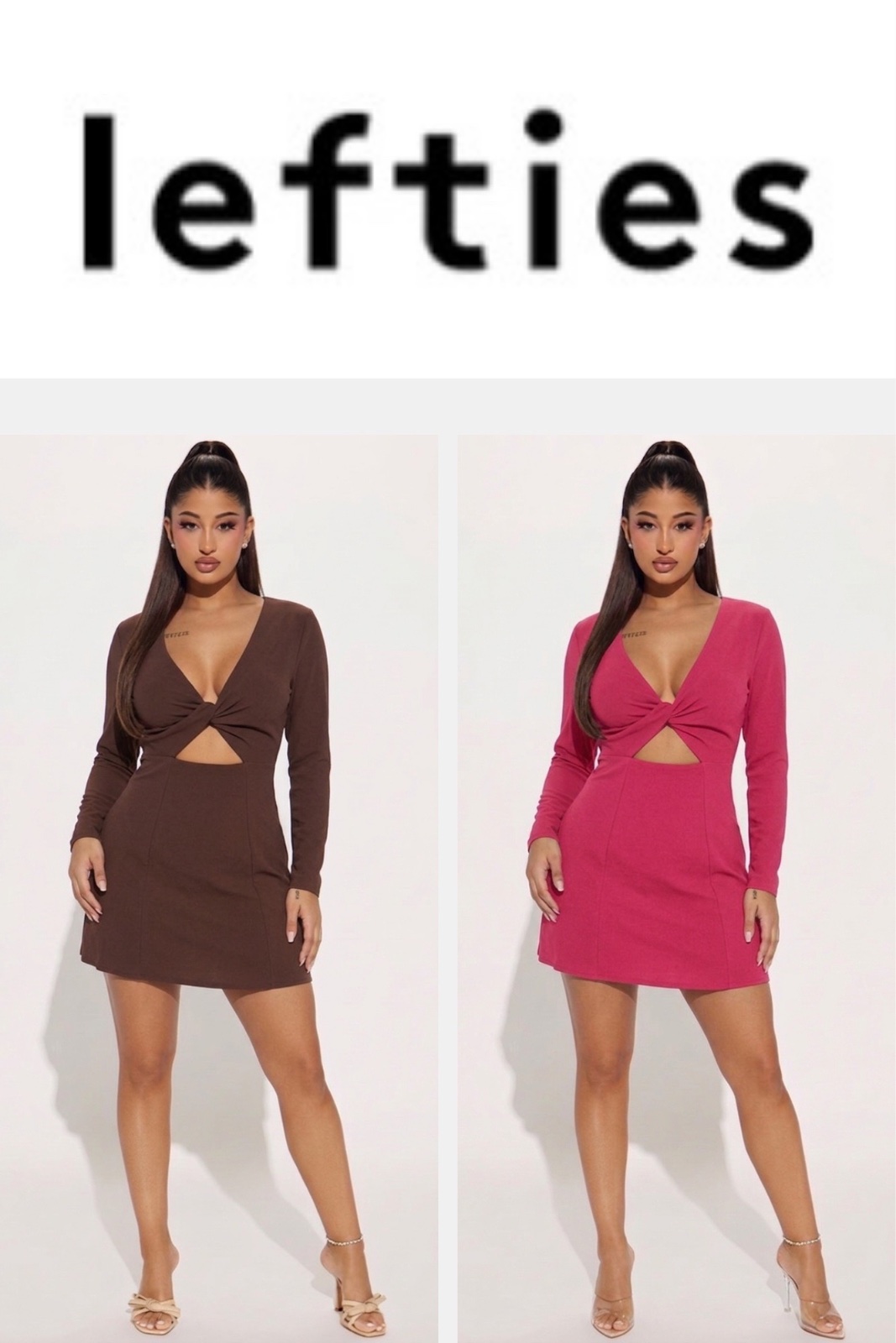 2 robes courtes Lefties à manches longues avec découpe frontale .