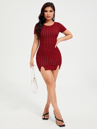 Robe en carreaux shein big size