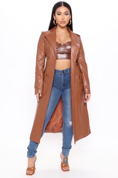 Trench coat en similicuir 