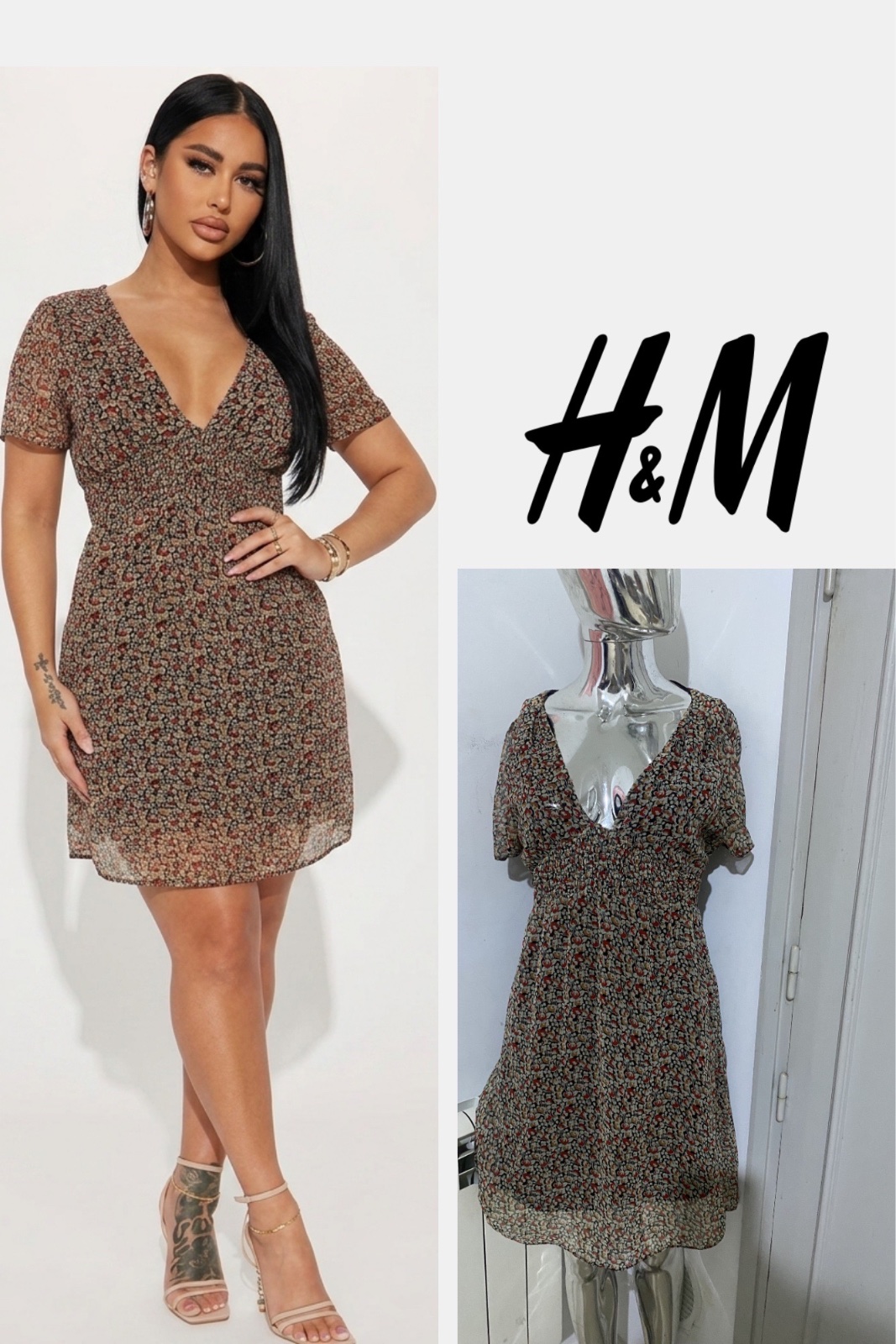 Robe fleurie vaporeuse doublée, décolleté plongeant, look bohème chic. ✨👗