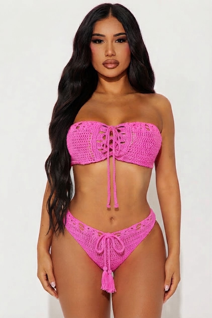Bikini en crochet 💓💓🌸rose fushia