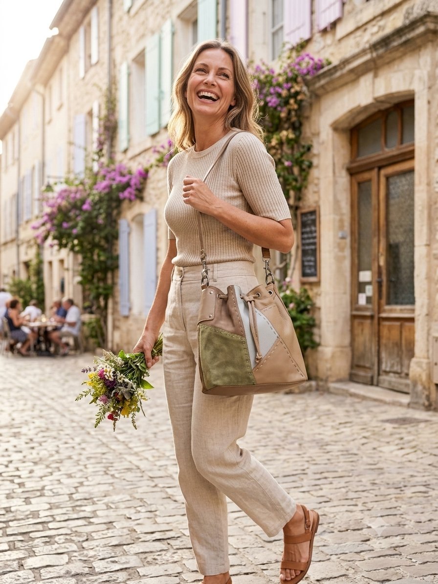 Sac seau avec un design en patchwork