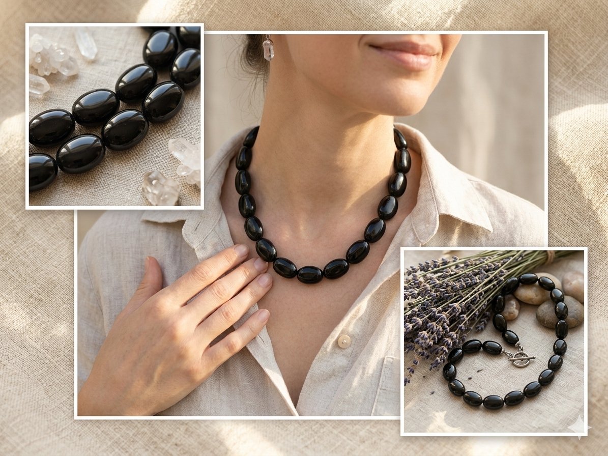 Collier est un bijou en onyx