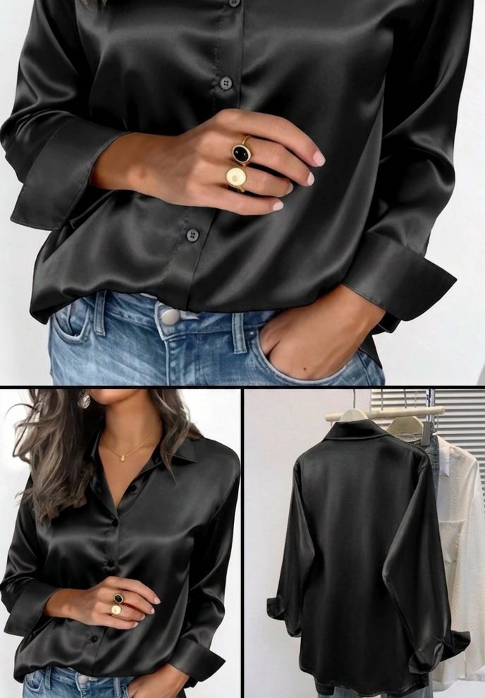 Chemise en satin noir