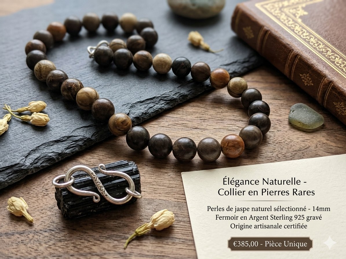 Collier unique composé de perles en pierres naturelles