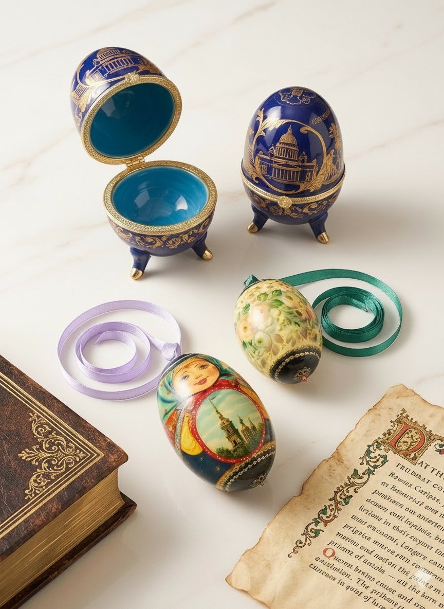 Pack 2 boîtes à bijoux décoratives et 2 œufs 